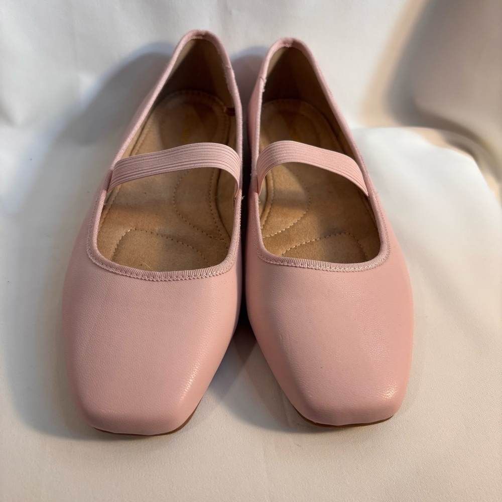 OLD NAVY Sz Abolone Ballet Flats Square Toe Eleastic Light Pink NEW WITH TAG - Picture 2 of 8